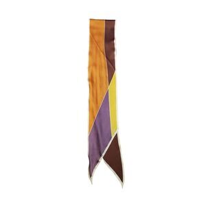 ECHO Geometric Color Block Silk Scarf Brown Orange Purple Yellow Accent